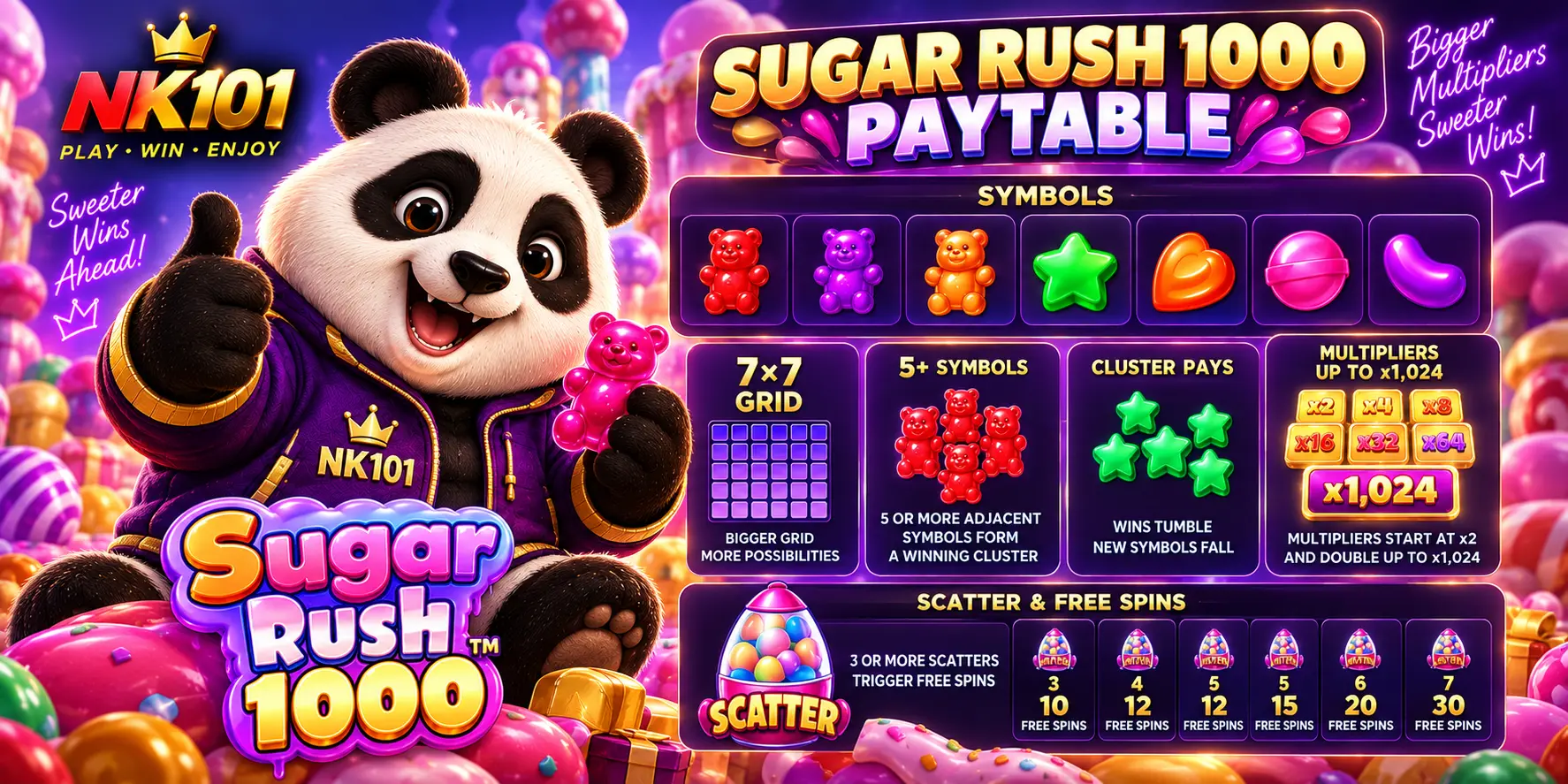Sugar Rush 1000 का क्यान्डी प्रतीक र तिनका भुक्तानी